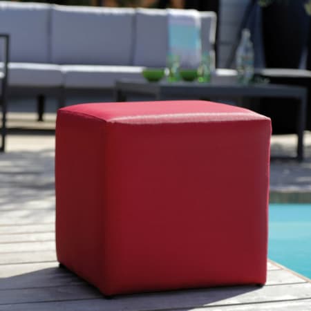 Tabouret Pouf Cub - Alu - Toile tendue - Rouge Tabouret Pouf Cub - Alu - Toile tendue - Rouge