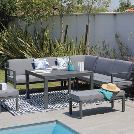 Ensemble détente Royan II (canapé + bancs + table haute) Ensemble détente Royan II (canapé + bancs + table haute)
