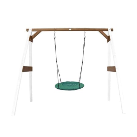 Portique en Bois avec Balan&ccedil;oire - si&egrave;ge Nid Rond - blanc/marron