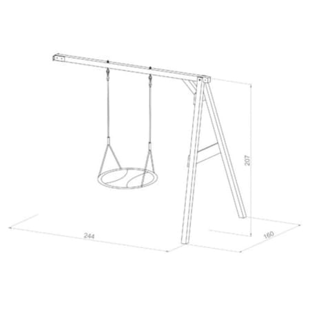 Portique en Bois Mural Wall Mount avec Balançoire - siège Nid Rond - dimensions Portique en Bois Mural Wall Mount avec Balançoire - siège Nid Rond - dimensions