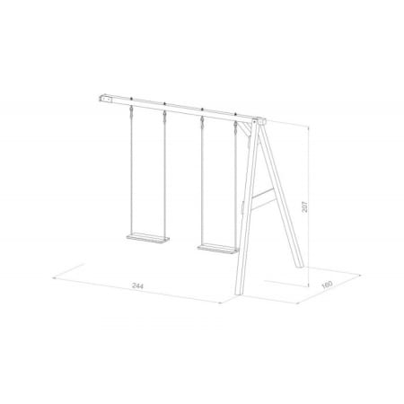 Portique Double Mural Wall Mount en Bois - Deux balançoires - Dimensions Portique Double Mural Wall Mount en Bois - Deux balançoires - Dimensions