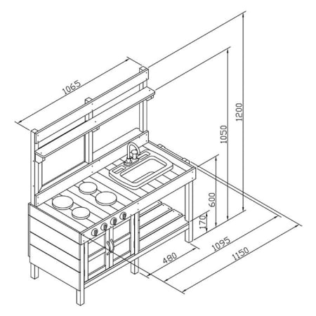Cuisine en bois Intérieur/Extérieur - Grand modèle - Rosa - Dimensions Cuisine en bois Intérieur/Extérieur - Grand modèle - Rosa - Dimensions