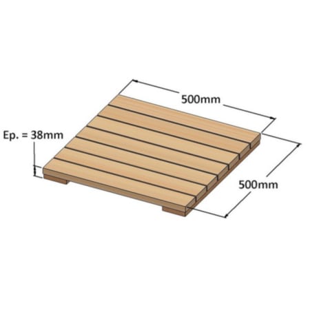 Caillebotis bois exotique - NIOVE - Lisse - 500 x 500 x 38 mm - dimensions Caillebotis bois exotique - NIOVE - Lisse - 500 x 500 x 38 mm - dimensions