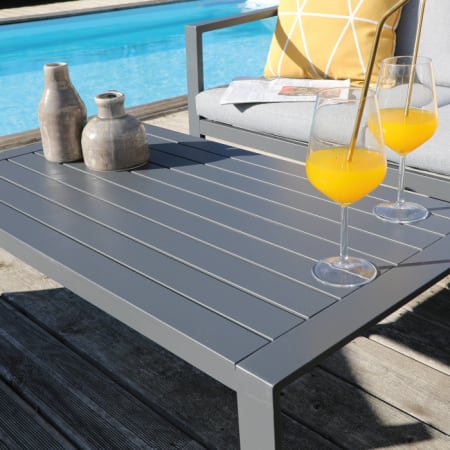 Ensemble Salon de Jardin en Aluminium Marlo - table basse rectangulaire - graphite/gris Ensemble Salon de Jardin en Aluminium Marlo - table basse rectangulaire - graphite/gris