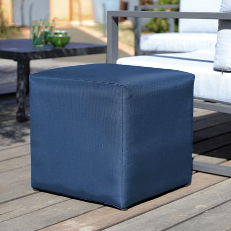 Tabouret Pouf Cub - Alu - Toile tendue - bleu Tabouret Pouf Cub - Alu - Toile tendue - bleu