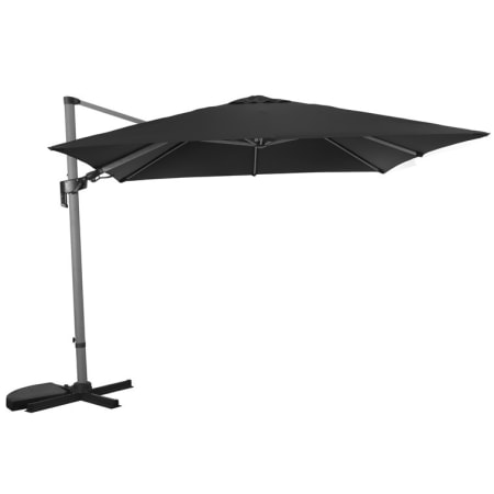 Parasol d&eacute;port&eacute; Orientable Look Bois - 3x3m - M&acirc;t Bois Flott&eacute; - toile grise