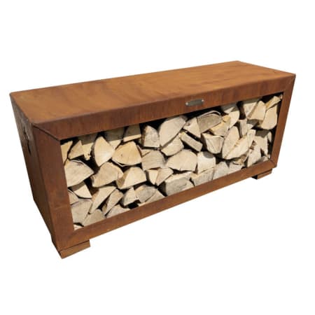 Accessoire rangement barbecue - Range-bûches horizontal acier rouille - Remundi Accessoire rangement barbecue - Range-bûches horizontal acier rouille - Remundi