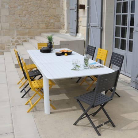 Table de jardin extensible aluminium - EOS - L.220/280 x l.100 cm - 8/12 personnes - blanc + Lucca Table de jardin extensible aluminium - EOS - L.220/280 x l.100 cm - 8/12 personnes - blanc + Lucca