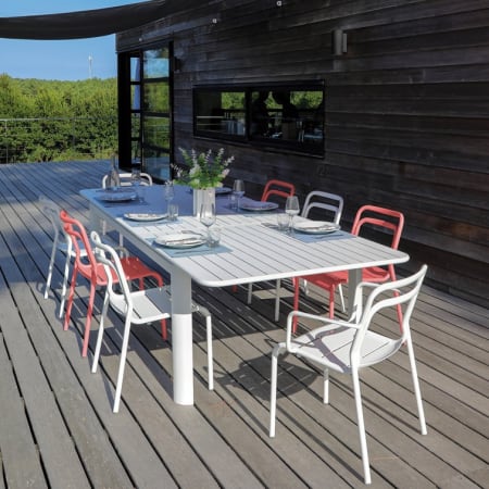 Table de jardin extensible aluminium - EOS - L.220/280 x l.100 cm - 8/12 personnes - blanc + Eos Table de jardin extensible aluminium - EOS - L.220/280 x l.100 cm - 8/12 personnes - blanc + Eos