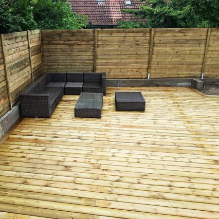 Kit terrasse - PIN VERT - AB LISSE - 5 à 60 m² (comprenant lames L.3m / Ep.27mm / l.145mm, lambourdes et visserie) Kit terrasse - PIN VERT - AB LISSE - 5 à 60 m² (comprenant lames L.3m / Ep.27mm / l.145mm, lambourdes et visserie)