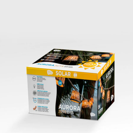 Guirlande Solaire LED Fibres Naturelles - Aurora - L.8 m - New Garden - Packaging coloris jute Guirlande Solaire LED Fibres Naturelles - Aurora - L.8 m - New Garden - Packaging coloris jute