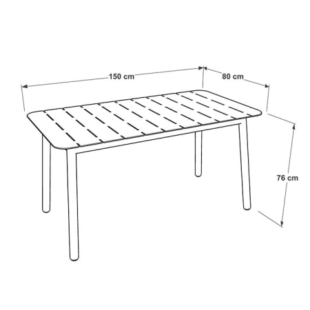 Table de jardin aluminium - Alicante - L.150 x l.80 x H.75 cm - 6 personnes