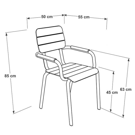 Fauteuil de jardin empilable aluminium - Alicante L.55 x l.50 x H.85 cm