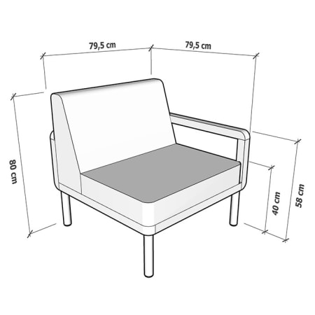 Fauteuil de jardin d'angle Teck et aluminium - Kallysta - L.79,5 x l.79,5 x H.58 cm Fauteuil de jardin d'angle Teck et aluminium - Kallysta - L.79,5 x l.79,5 x H.58 cm