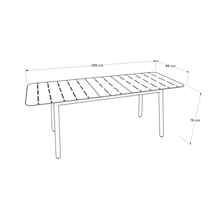 Table de jardin extensible aluminium - Alicante - L.160/200 x l.80 x H.76 cm - Blanche - 6/8 personnes dimension avec extension Table de jardin extensible aluminium - Alicante - L.160/200 x l.80 x H.76 cm - Blanche - 6/8 personnes dimension avec extension