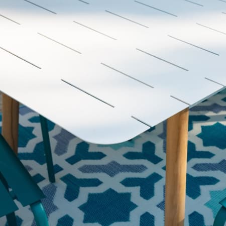 Table de jardin extensible aluminium - Alicante - L.160/200 x l.80 x H.76 cm - Blanche - 6/8 personnes bord table Table de jardin extensible aluminium - Alicante - L.160/200 x l.80 x H.76 cm - Blanche - 6/8 personnes bord table