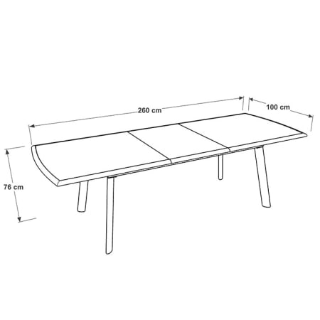 Table de jardin extensible Aluminium/HPL - Rotonde - L.200/260 x l.100 x H.76 cm - Grise - 8/10 personnes dimension Table de jardin extensible Aluminium/HPL - Rotonde - L.200/260 x l.100 x H.76 cm - Grise - 8/10 personnes dimension