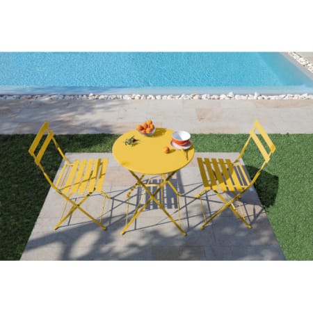 Chaise de jardin pliante acier &eacute;poxy - Cuba - coloris miel
