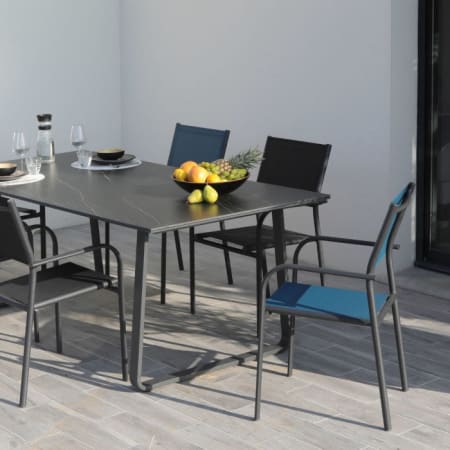 Fauteuil Duca - graphite/bleu