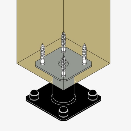 Pied de poteau fixe - Platine noire 100 x 100 mm - SIMPSON Pied de poteau fixe - Platine noire 100 x 100 mm - SIMPSON