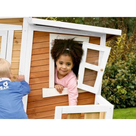 Grande cabane en bois pour enfant - Lisa - Marron / Blanc