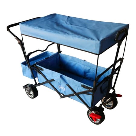 Chariot pliable avec toit, sac, frein et barre de poussée - Gris Chariot pliable avec toit, sac, frein et barre de poussée - Gris