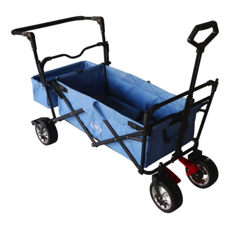 Chariot pliable avec toit, sac, frein et barre de poussée - Gris Chariot pliable avec toit, sac, frein et barre de poussée - Gris