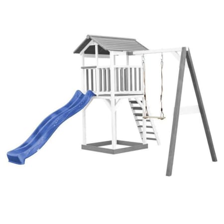 Aire de jeux en bois avec bac &agrave; sable, balan&ccedil;oire et toboggan - Beach Tower