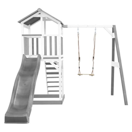 Aire de jeux en bois avec bac à sable, balançoire et toboggan - Beach Tower Aire de jeux en bois avec bac à sable, balançoire et toboggan - Beach Tower