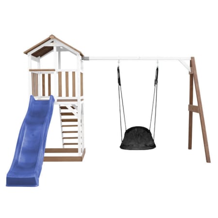 	Aire de jeux en bois avec bac &agrave; sable, toboggan et balan&ccedil;oire nid d'oiseau - Beach Tower