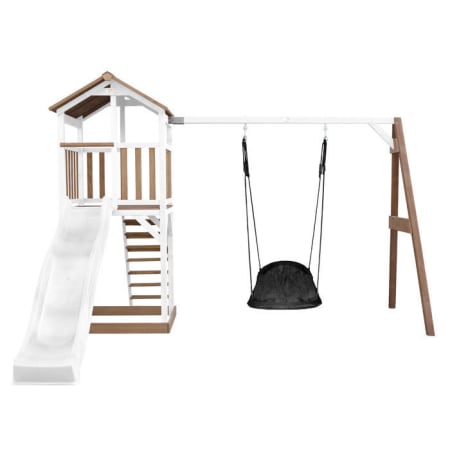 	Aire de jeux en bois avec bac &agrave; sable, toboggan et balan&ccedil;oire nid d'oiseau - Beach Tower