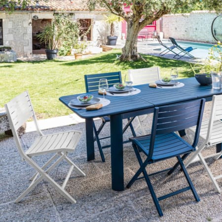 Chaise de jardin pliante aluminium - Lucca - bleu