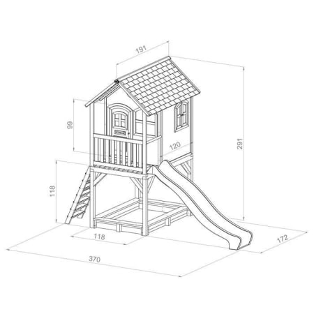 Cabane en bois avec bac à sable et toboggan pour enfant - Sarah Cabane en bois avec bac à sable et toboggan pour enfant - Sarah