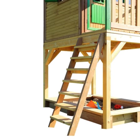 Cabane en bois avec bac à sable et toboggan pour enfant - Sarah Cabane en bois avec bac à sable et toboggan pour enfant - Sarah