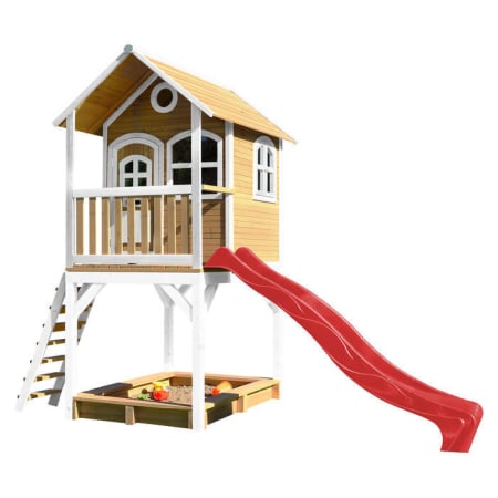 Cabane en bois avec bac à sable et toboggan pour enfant - Sarah Cabane en bois avec bac à sable et toboggan pour enfant - Sarah