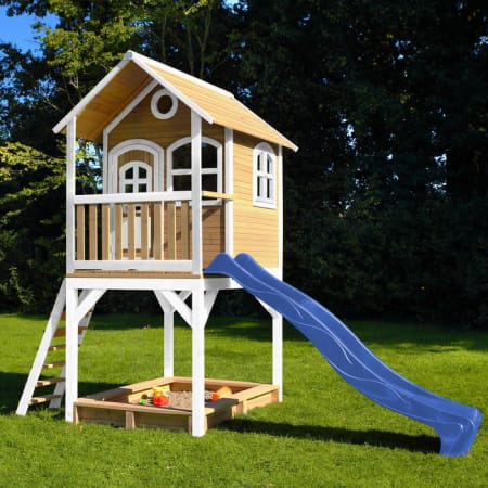 Cabane en bois avec bac à sable et toboggan pour enfant - Sarah Cabane en bois avec bac à sable et toboggan pour enfant - Sarah