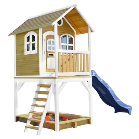 Cabane en bois avec bac à sable et toboggan pour enfant - Sarah Cabane en bois avec bac à sable et toboggan pour enfant - Sarah