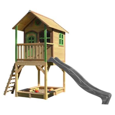 Cabane en bois avec bac à sable et toboggan pour enfant - Sarah Cabane en bois avec bac à sable et toboggan pour enfant - Sarah