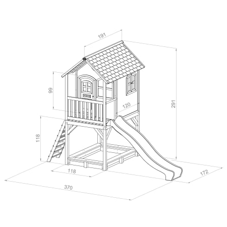 Cabane en bois avec bac à sable et toboggan pour enfant - Sarah Cabane en bois avec bac à sable et toboggan pour enfant - Sarah