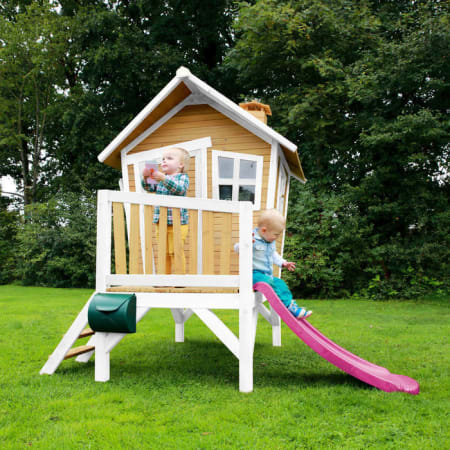 Cabane en bois avec toboggan pour enfant - Robin