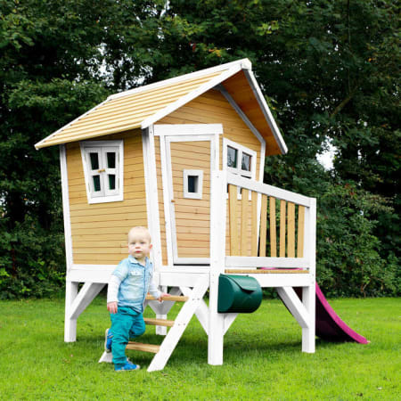 Cabane en bois avec toboggan pour enfant - Robin