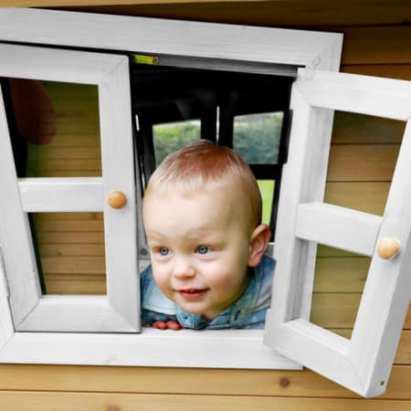 Cabane en bois avec toboggan pour enfant - Robin