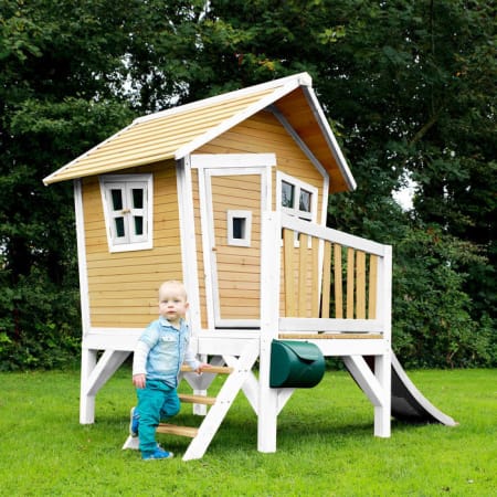 Cabane en bois avec toboggan pour enfant - Robin