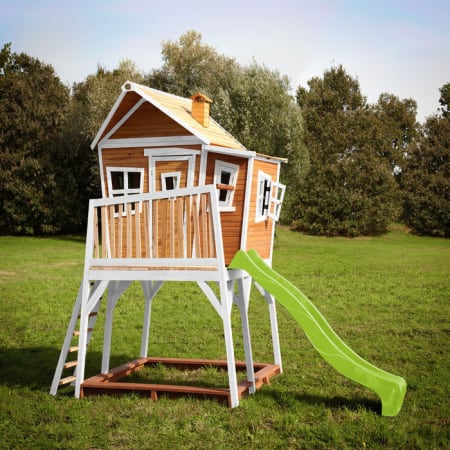 Cabane en bois avec bac à sable et toboggan pour enfant - Max Cabane en bois avec bac à sable et toboggan pour enfant - Max