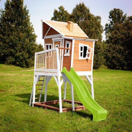 Cabane en bois avec bac à sable et toboggan pour enfant - Max Cabane en bois avec bac à sable et toboggan pour enfant - Max