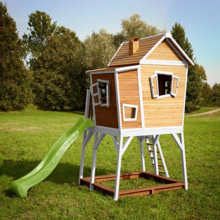 Cabane en bois avec bac à sable et toboggan pour enfant - Max Cabane en bois avec bac à sable et toboggan pour enfant - Max