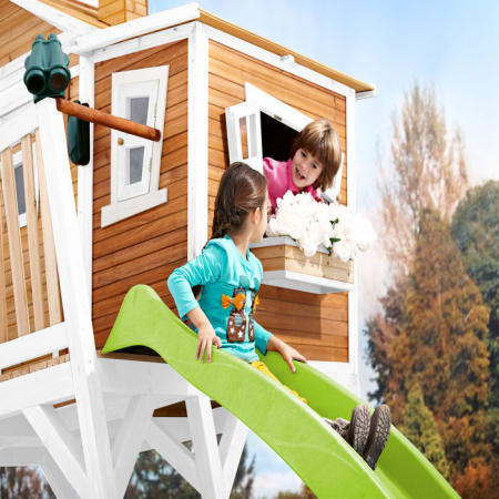 Cabane en bois avec bac à sable et toboggan pour enfant - Max Cabane en bois avec bac à sable et toboggan pour enfant - Max