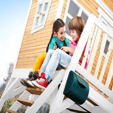 Cabane en bois avec bac &agrave; sable et toboggan pour enfant - Max