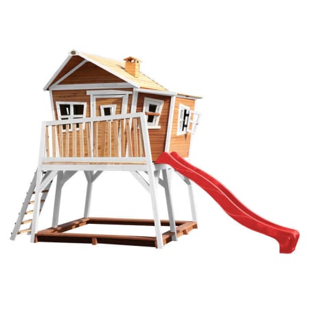 Cabane en bois avec bac &agrave; sable et toboggan pour enfant - Max