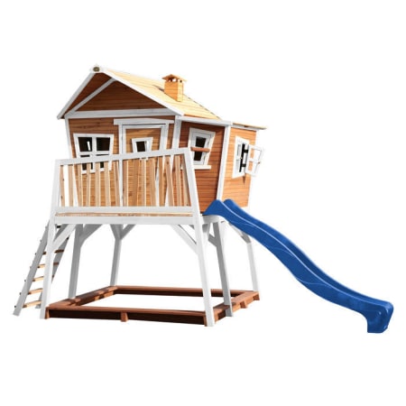 Cabane en bois avec bac &agrave; sable et toboggan pour enfant - Max